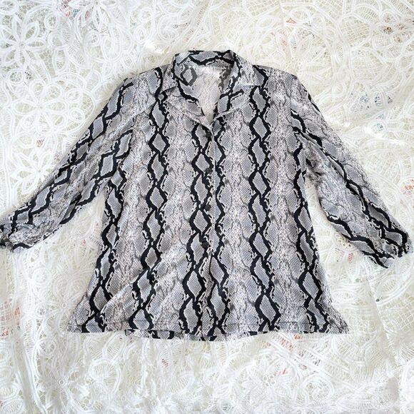 Vintage Snake Print Blazer Grey Black - Picture 2 of 9